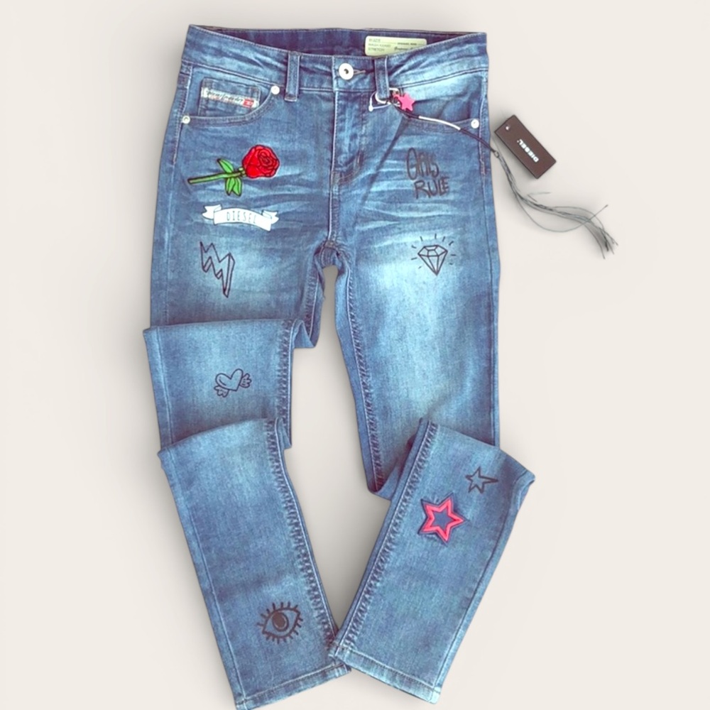Diesel Kids Embroidered Grafitti Skinny Jeans